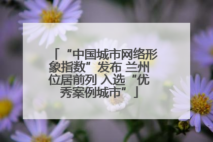 “中国城市网络形象指数”发布 兰州位居前列 入选“优秀案例城市”