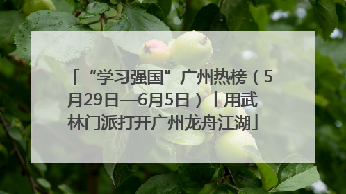 “学习强国”广州热榜（5月29日—6月5日）丨用武林门派打开广州龙舟江湖
