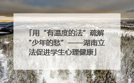 用“有温度的法”疏解“少年的愁”——湖南立法促进学生心理健康