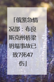 俄紧急情况部：布良斯克州桥梁坍塌事故已致7死47伤