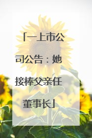 一上市公司公告：她接棒父亲任董事长