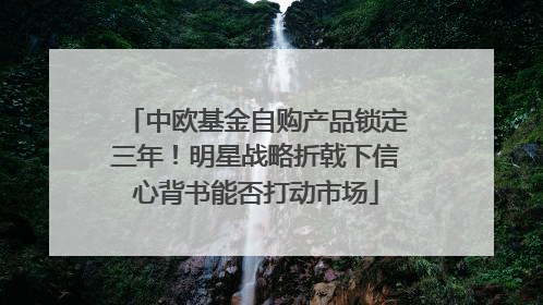中欧基金自购产品锁定三年！明星战略折戟下信心背书能否打动市场