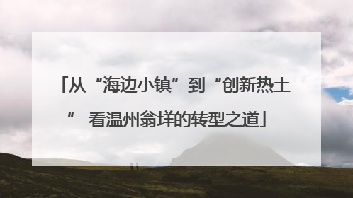 从“海边小镇”到“创新热土” 看温州翁垟的转型之道