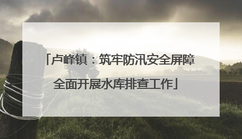 卢峰镇：筑牢防汛安全屏障 全面开展水库排查工作
