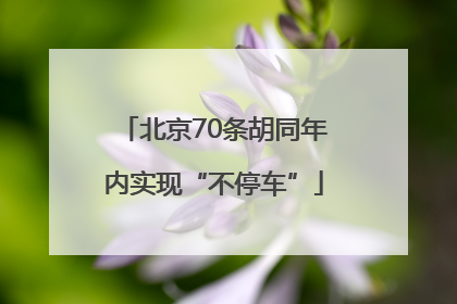 北京70条胡同年内实现“不停车”