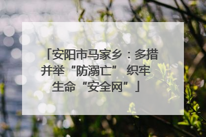 安阳市马家乡：多措并举“防溺亡” 织牢生命“安全网”