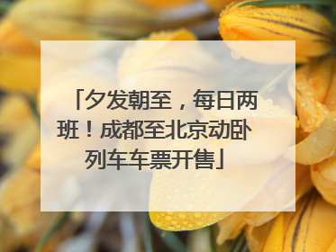 夕发朝至，每日两班！成都至北京动卧列车车票开售