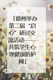 德州举办第二届“启心”研讨交流活动——共筑学生心理健康防护网