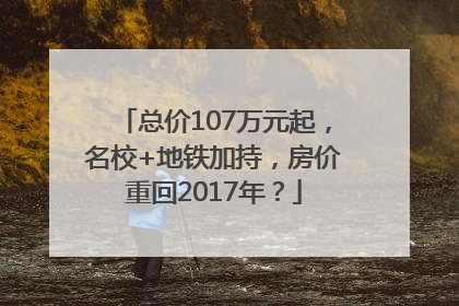 总价107万元起，名校+地铁加持，房价重回2017年？