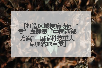 打造区域慢病协同“贡”享健康“中国西部方案” 国家科技重大专项落地自贡