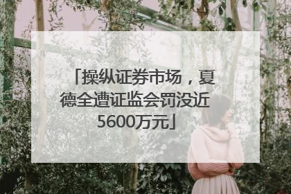 操纵证券市场，夏德全遭证监会罚没近5600万元