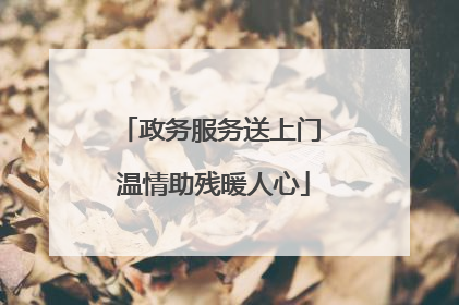 政务服务送上门 温情助残暖人心