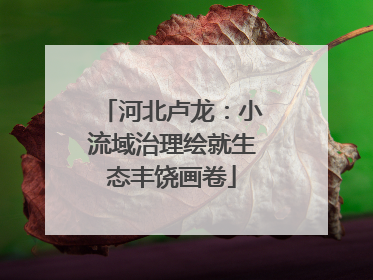河北卢龙：小流域治理绘就生态丰饶画卷