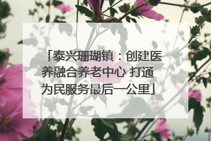 泰兴珊瑚镇：创建医养融合养老中心 打通为民服务最后一公里