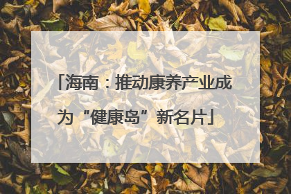 海南：推动康养产业成为“健康岛”新名片