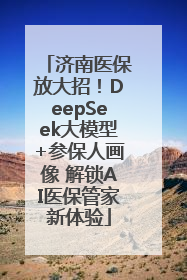 济南医保放大招！DeepSeek大模型+参保人画像 解锁AI医保管家新体验