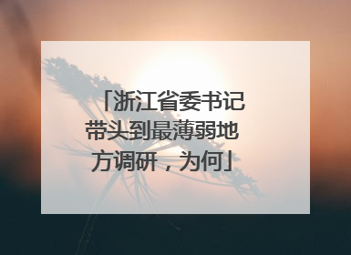 浙江省委书记带头到最薄弱地方调研，为何
