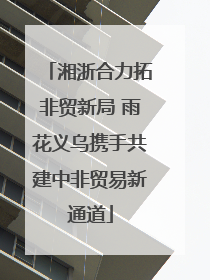 湘浙合力拓非贸新局 雨花义乌携手共建中非贸易新通道