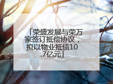 荣盛发展与荣万家签订抵偿协议，拟以物业抵债10.7亿元