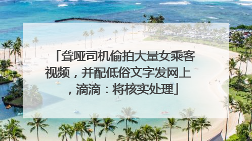 聋哑司机偷拍大量女乘客视频，并配低俗文字发网上，滴滴：将核实处理