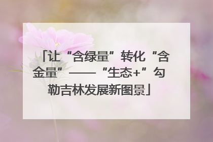 让“含绿量”转化“含金量”——“生态+”勾勒吉林发展新图景