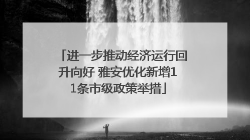进一步推动经济运行回升向好 雅安优化新增11条市级政策举措