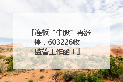 连板“牛股”再涨停，603226收监管工作函！