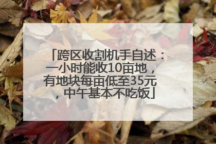 跨区收割机手自述：一小时能收10亩地，有地块每亩低至35元，中午基本不吃饭