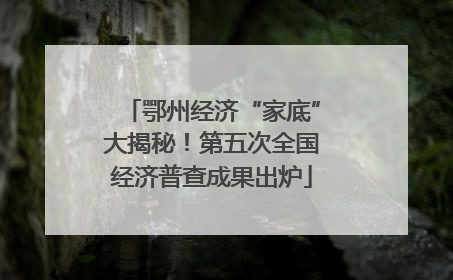 鄂州经济“家底”大揭秘！第五次全国经济普查成果出炉