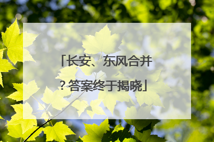长安、东风合并？答案终于揭晓