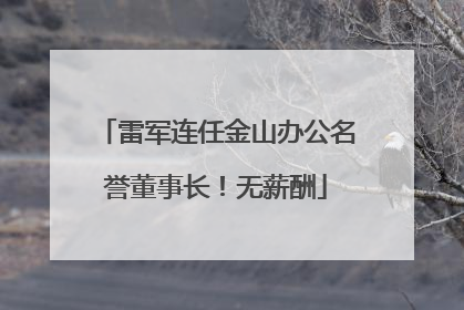 雷军连任金山办公名誉董事长！无薪酬