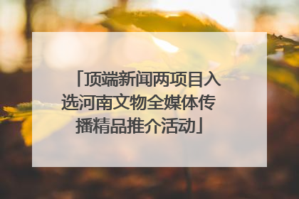 顶端新闻两项目入选河南文物全媒体传播精品推介活动
