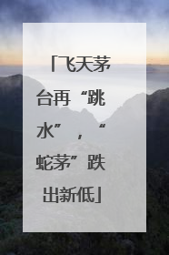 飞天茅台再“跳水”，“蛇茅”跌出新低