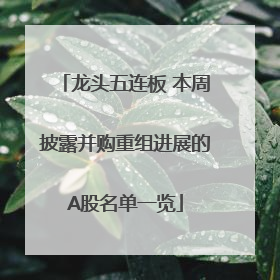 龙头五连板 本周披露并购重组进展的A股名单一览