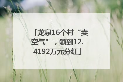 龙泉16个村“卖空气”，领到12.4192万元分红