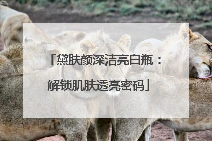 黛肤颜深洁亮白瓶：解锁肌肤透亮密码